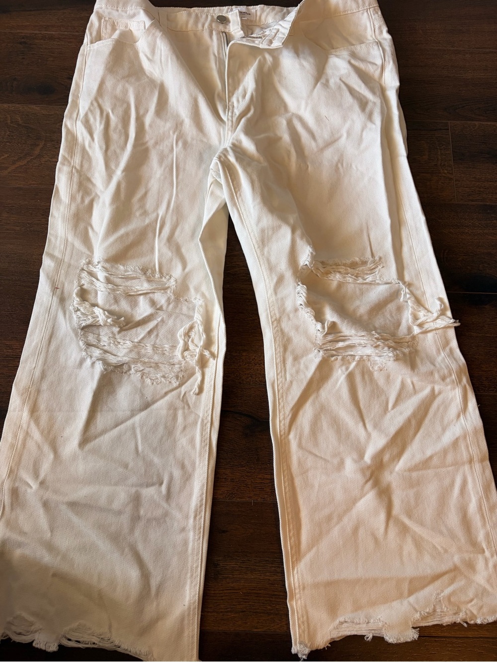 Anniewear Cream High-Rise Denim Jeans